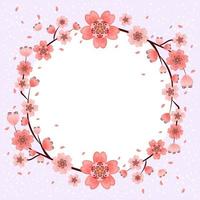 Beautiful Cherry Blossom Flowers Frame Background vector