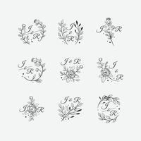 Floral Wedding Monogram Set vector